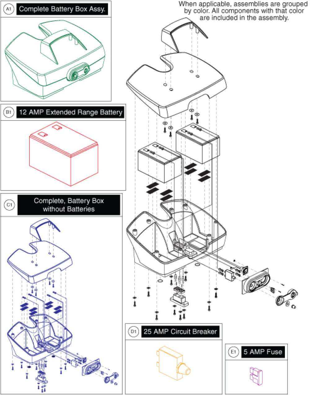Long Range Battery Box, 12 Amp parts diagram
