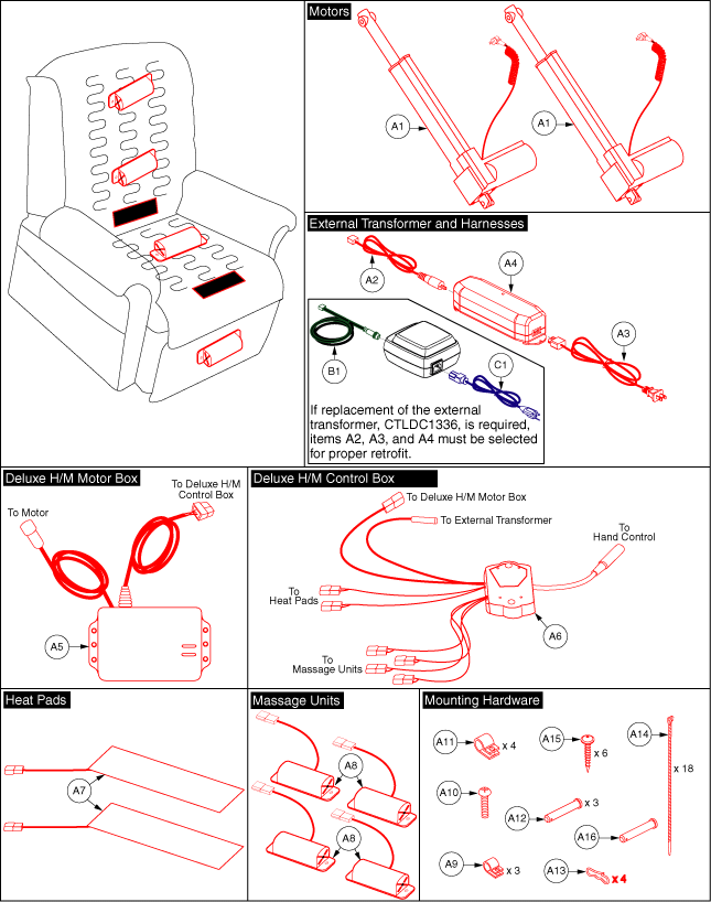 pride mobility lift chair parts