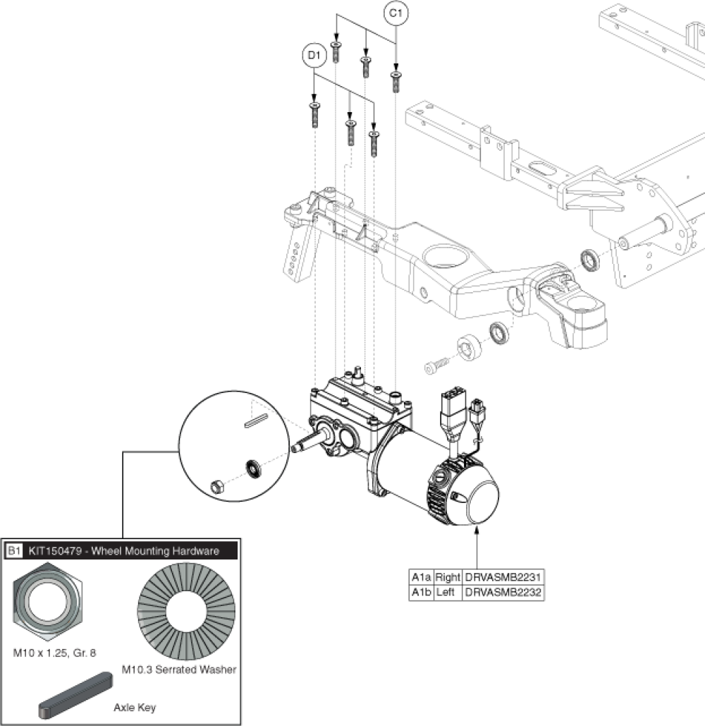 Motor Assy - Accu-trac, Curtis, 6 Mph parts diagram