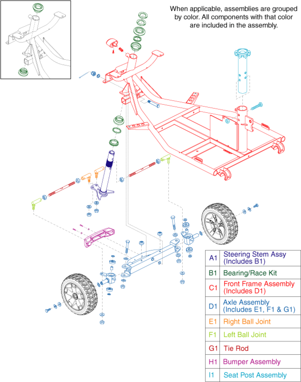 Frame Assembly - Es10 Front 4-wheel parts diagram