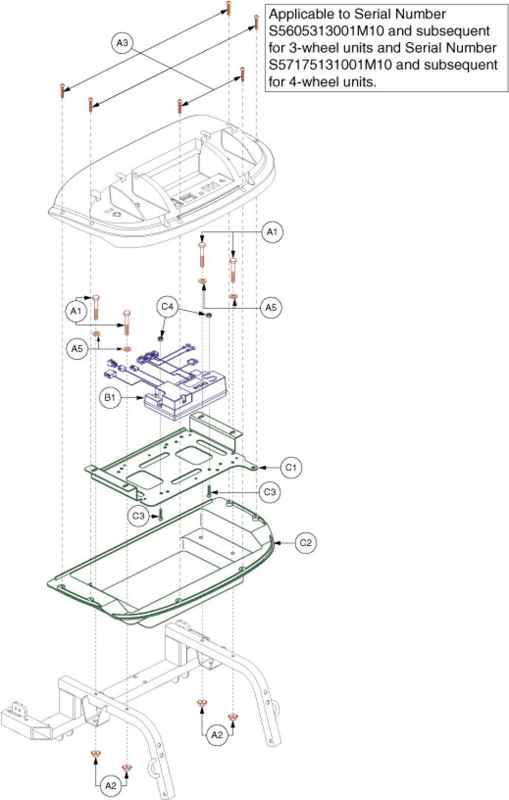 Electronics Assembly - V5 Rear P1 parts diagram