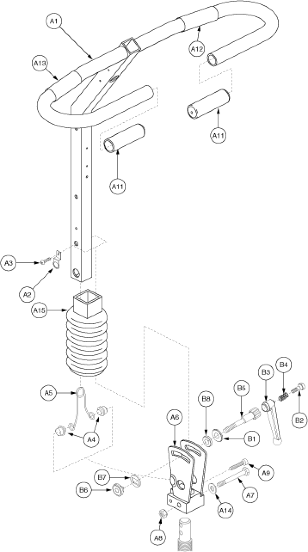 Frame Assembly - Tiller Gen. 1 parts diagram