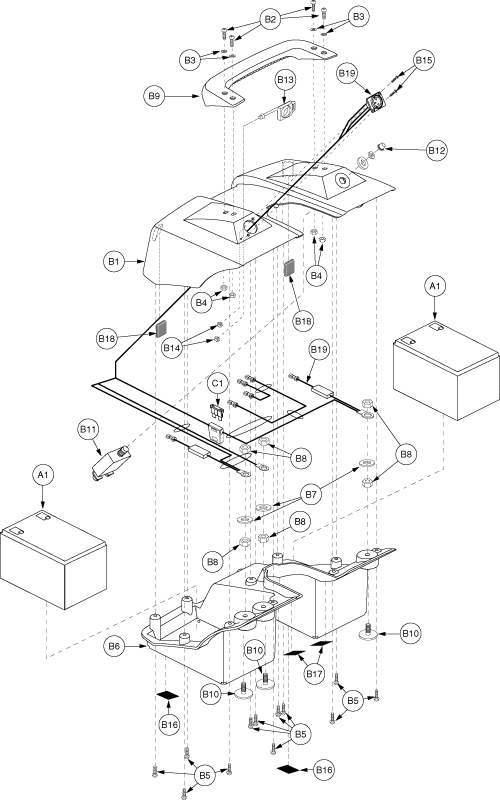 Electronics Assembly - Battery Box parts diagram