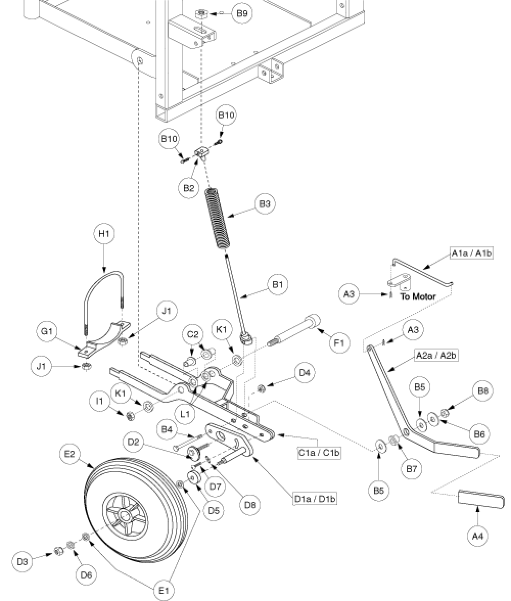 Anti-tip Assembly - E660/e675, Standard Seating parts diagram