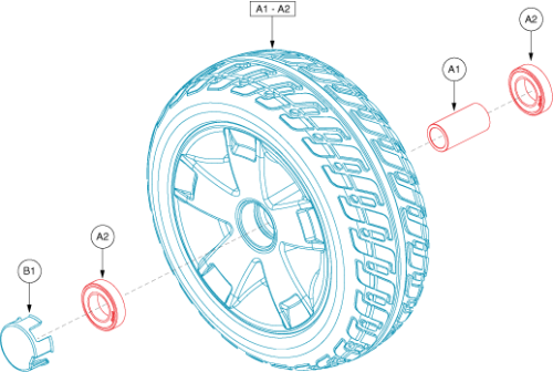 Wheel Assembly - Front 4-whl, Black Tire/silver Rim parts diagram