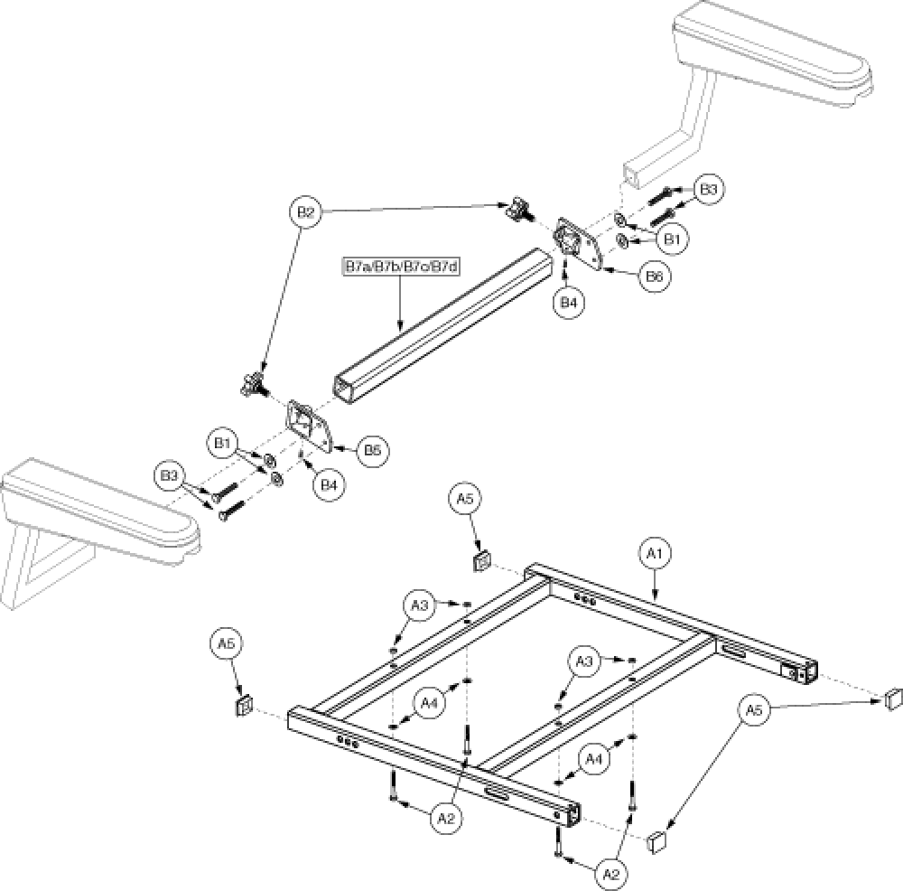 Pinchless Hinge Square H-frame 22-28 parts diagram