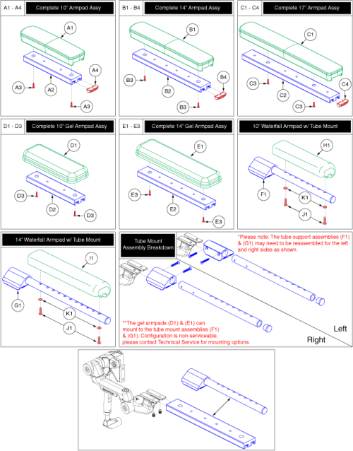 Version 3 Flip-back Armpads parts diagram