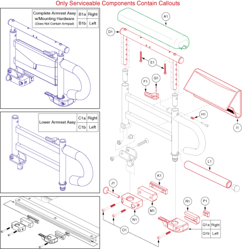 Tb3 2 Post Flip Up Armrest, Desk Length W/waterfall Spacer parts diagram