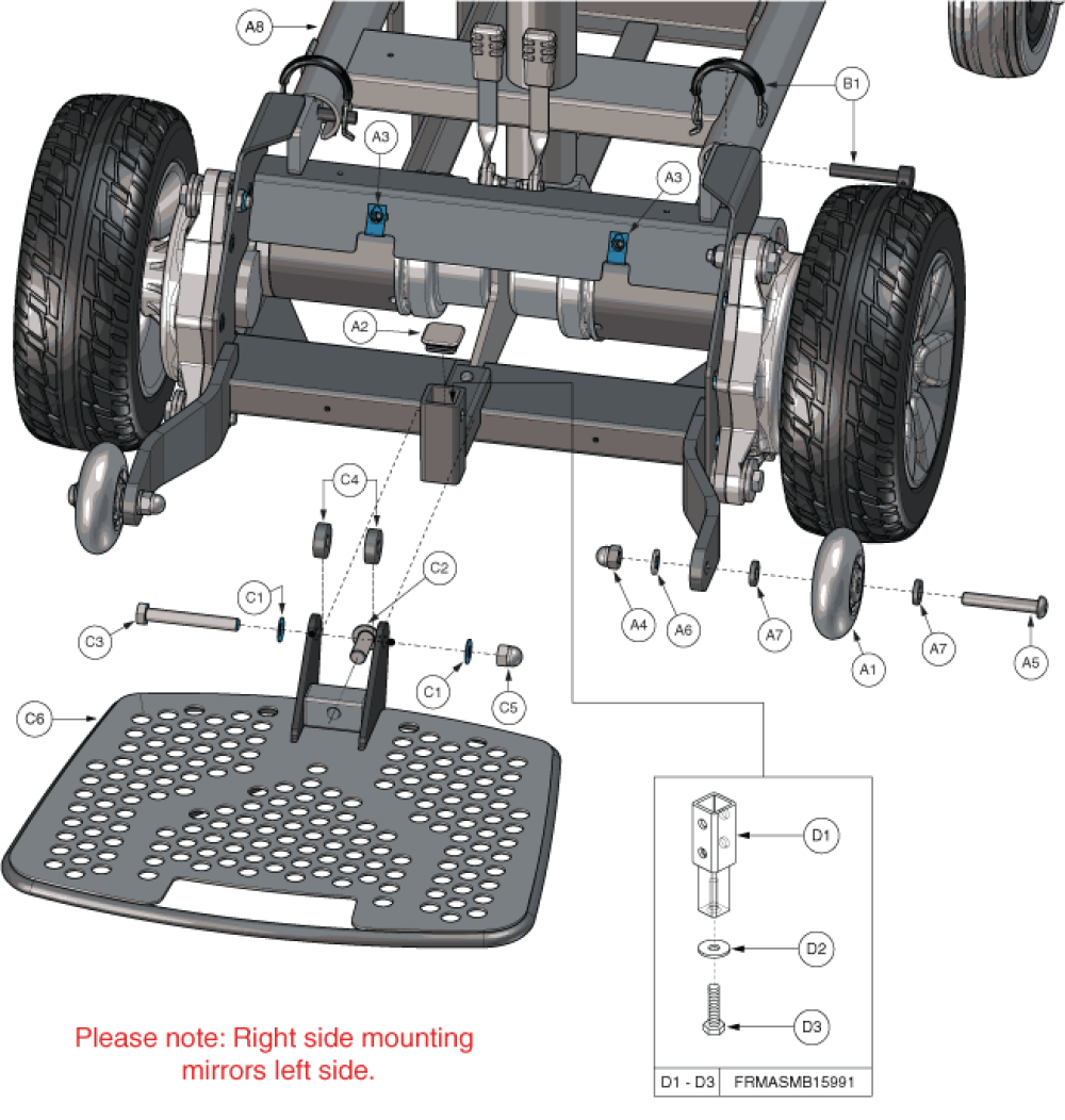 Main Frame Assembly, Front / Footplate Assembly parts diagram