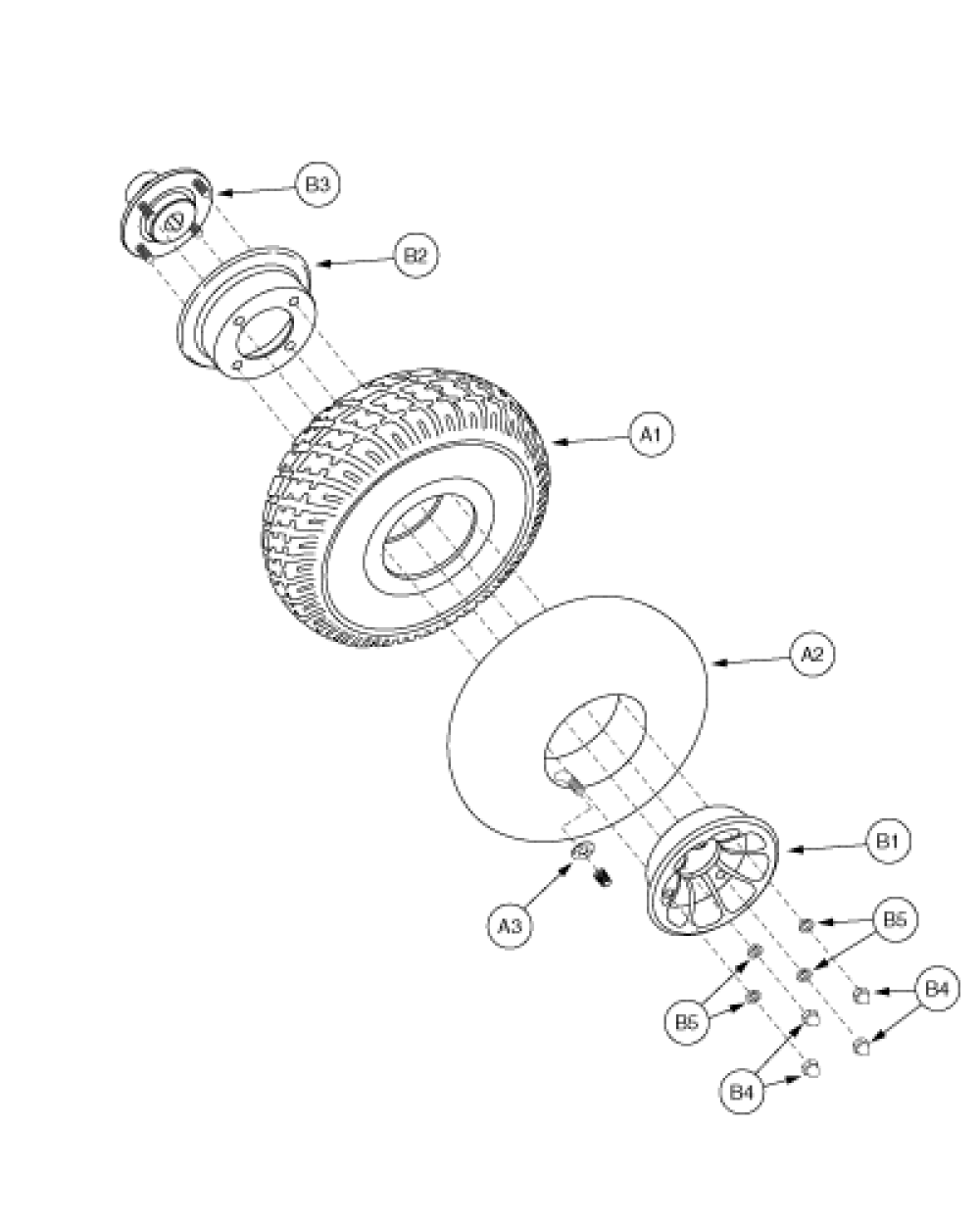 Drive Wheel Assembly - Pneumatic parts diagram