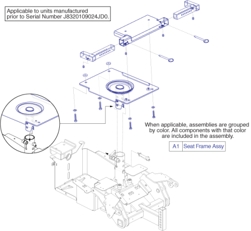 Seat Frame Assy - Upholstered Seating Without Charger Bag parts diagram