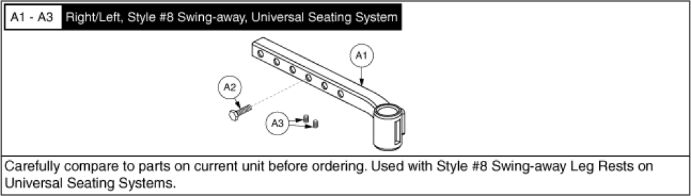 Leg Rest Hanger Assy - S/a #8, Universal Seating parts diagram