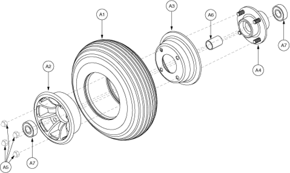 Wheel Assembly - Front 4-wheel, Gray parts diagram