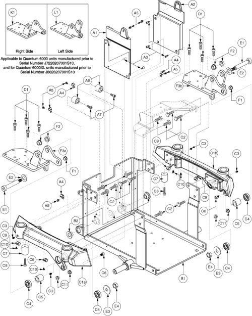 Center Frame L&r Sides Assembly - Version 2, Silver parts diagram