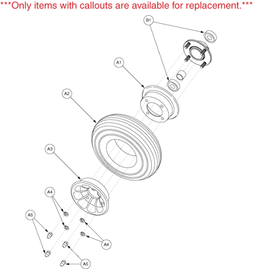 Wheel Assembly - Front 4-wheel, Solid parts diagram