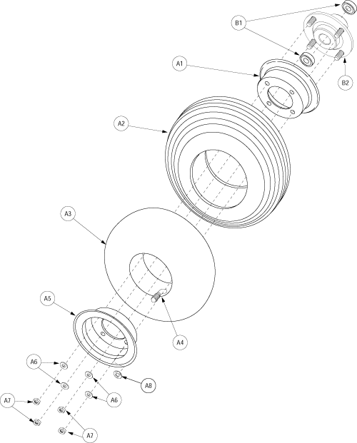 Wheel Assembly - Front 3-wheel Pneu parts diagram