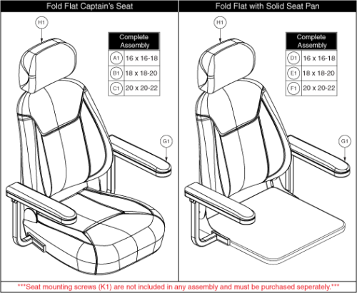 Fold Flat Seat Assemblies parts diagram
