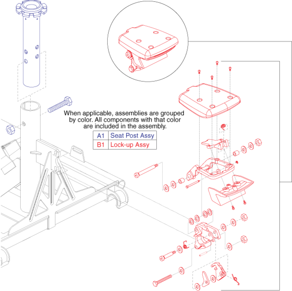 Frame Assembly - Seat Post And Lock-up parts diagram