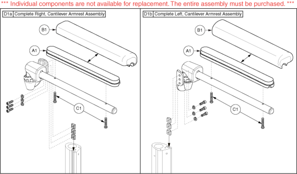 Cantilever Armrests - Recline, Full Length parts diagram