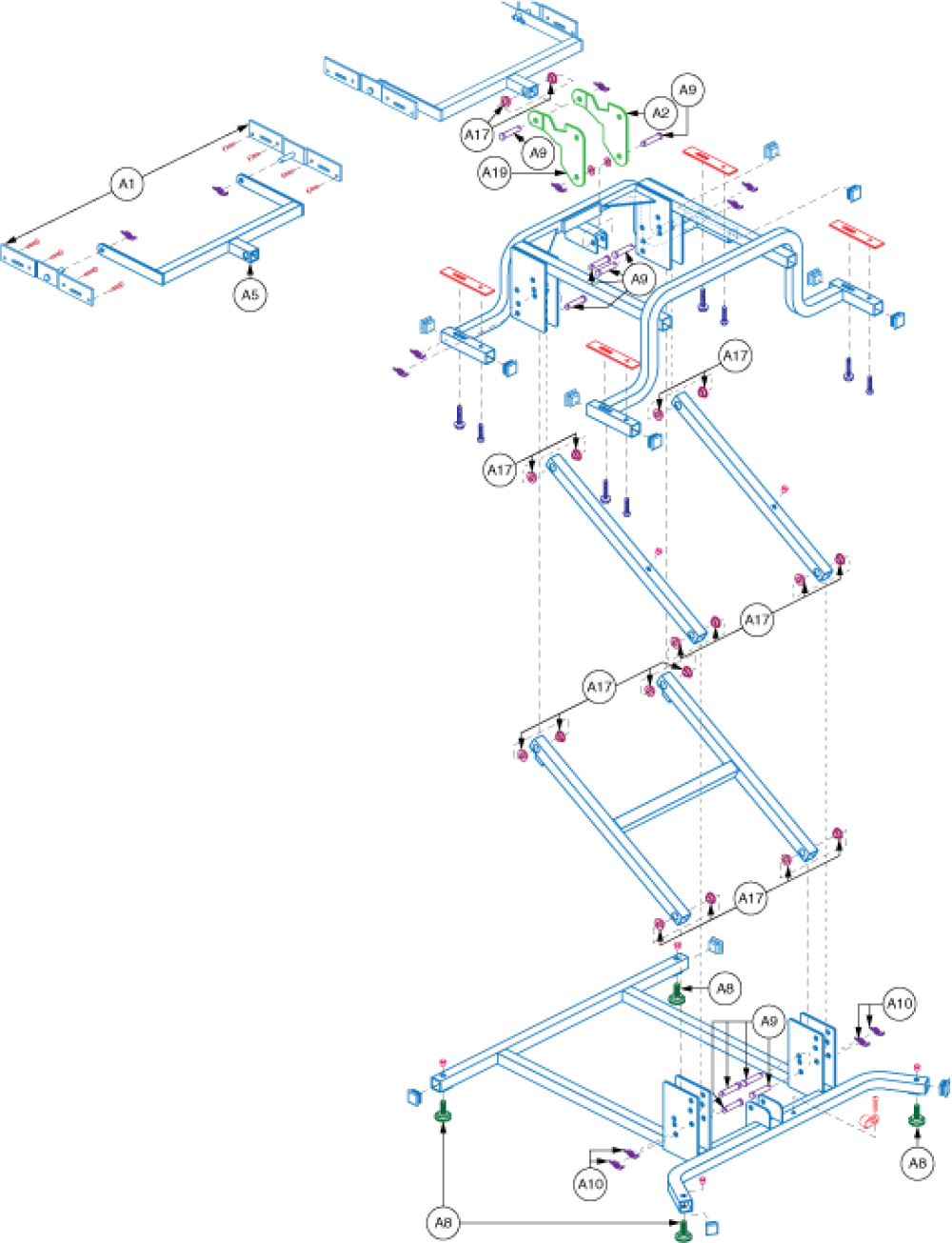 Lift Mechanism - Standard parts diagram