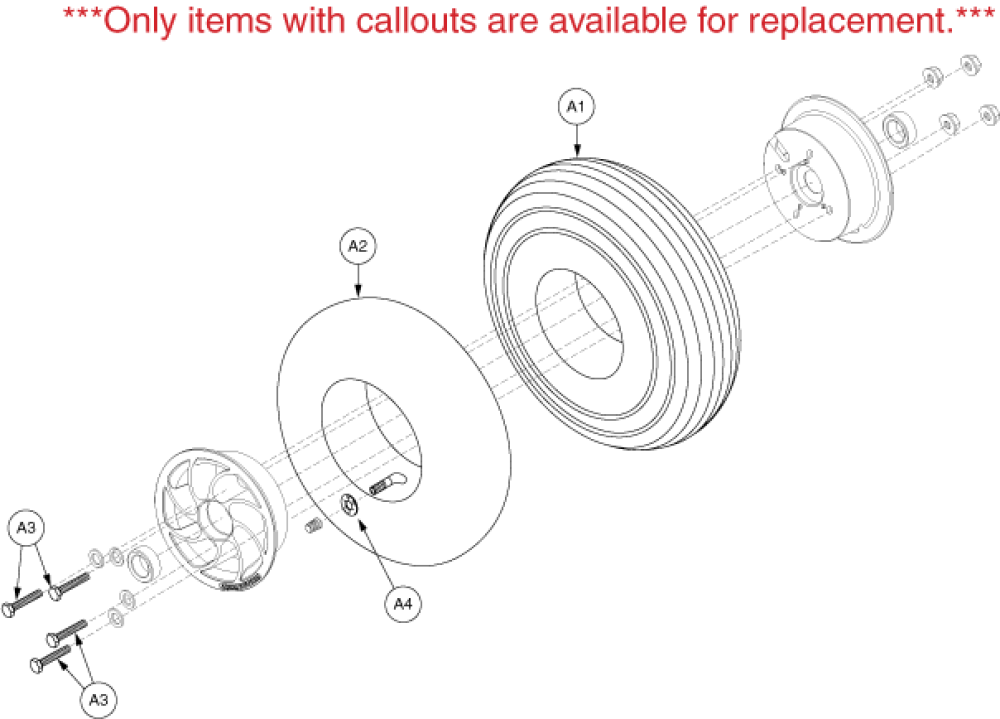 Wheel Assembly - Front 4-wheel_pneu parts diagram