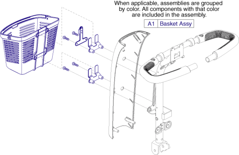 Frame Assembly - Basket, No Tiller Shield parts diagram