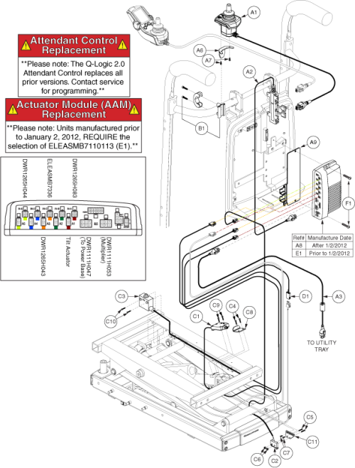 Eleasmb6101 - Lift And Tilt, Joystick W/ Attendant Control parts diagram