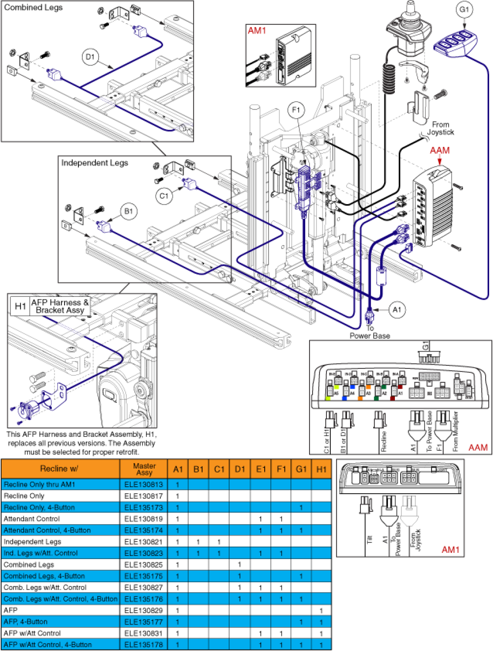 Tb3 Q-logic 2 Harnesses, Recline Only parts diagram