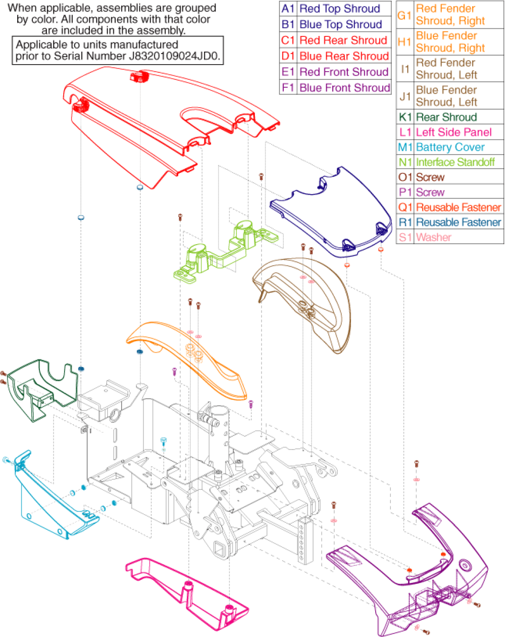 Shroud Assembly Gen. 1 parts diagram