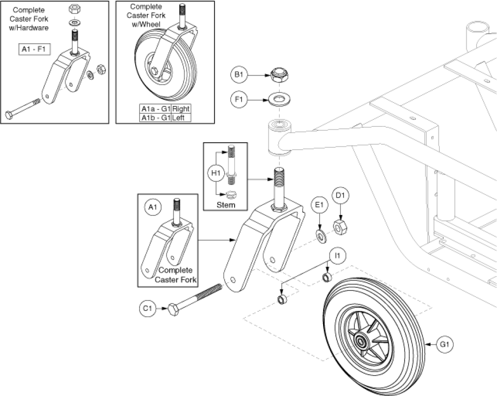 Rear Caster Assembly parts diagram