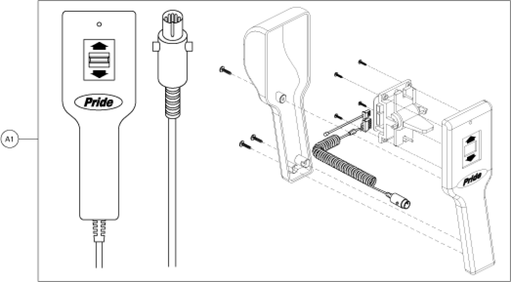 Hand Controls - 4 Pin For Dual Lead Motors, Led parts diagram