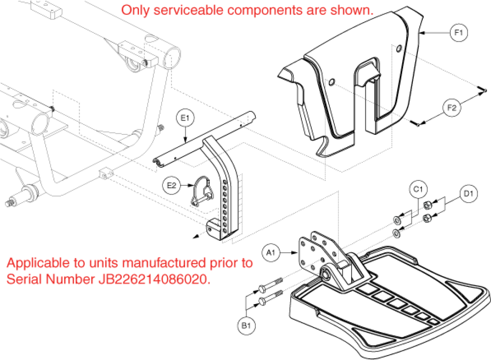 Footrest Assy - Standard, Prior Serial #jb226214086020 parts diagram