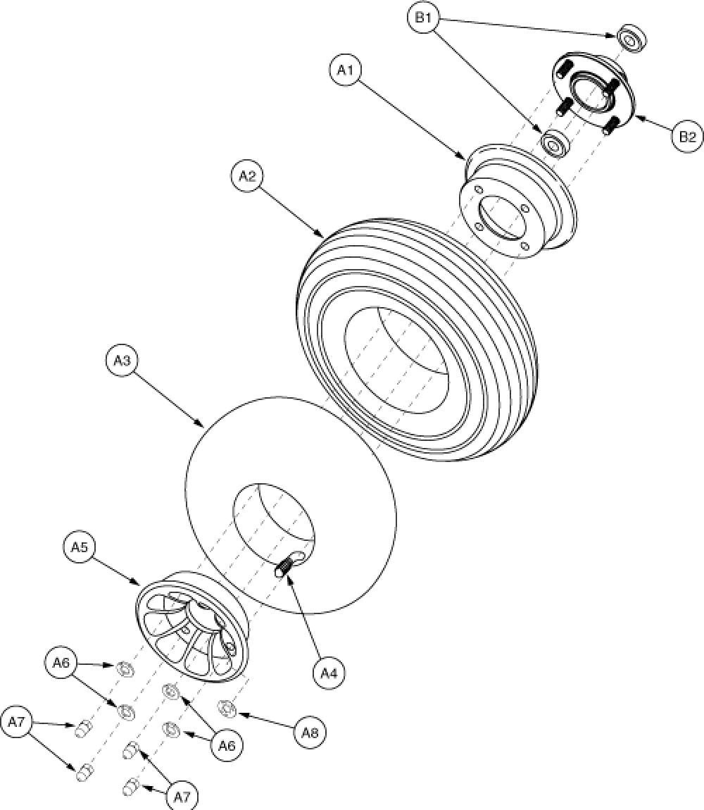 Wheel Assembly - Front 4-whl Pneu parts diagram