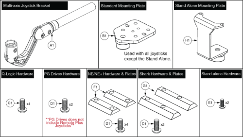 Version 2 Multi-axis Joystick Bracket Components parts diagram
