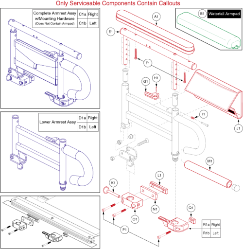 Tb3 2 Post Flip Up Armrest, Full Length parts diagram