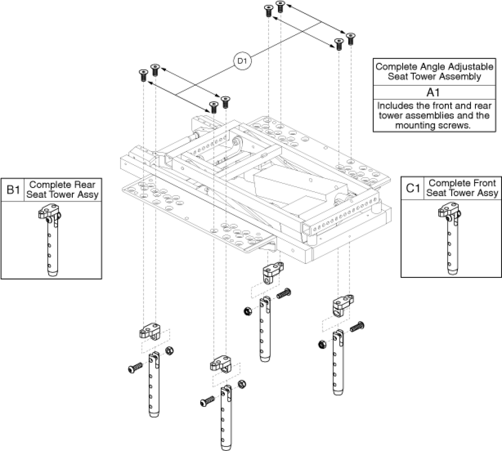 Tb2 Tilt Angle Adjustable Seat Towers parts diagram
