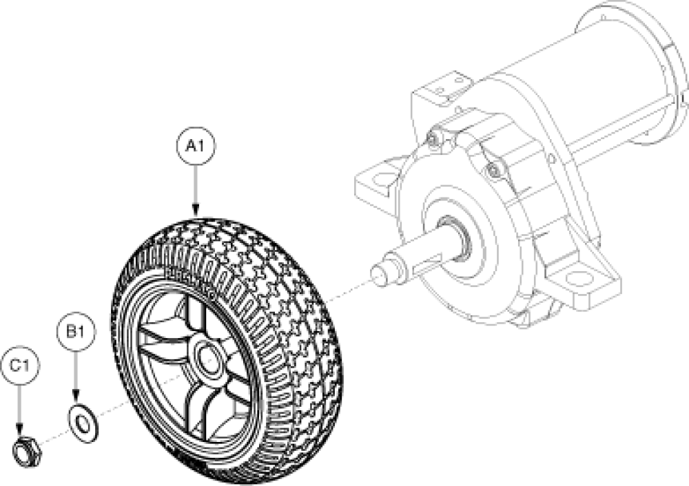Gochair Drive Wheel, Complete parts diagram