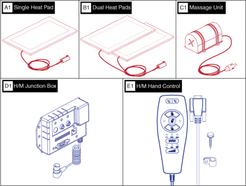 Standard Heat And Massage Components And Hand Control parts diagram
