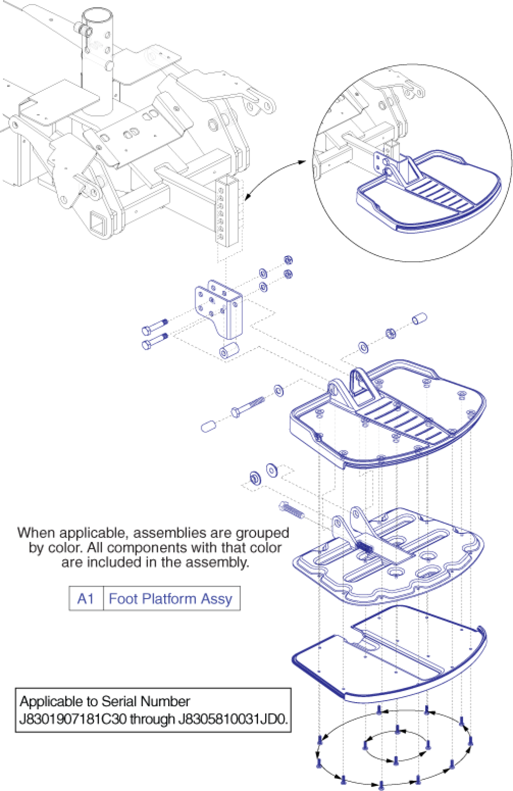 Foot Platform Assembly - Gen 2, Small Stamped parts diagram