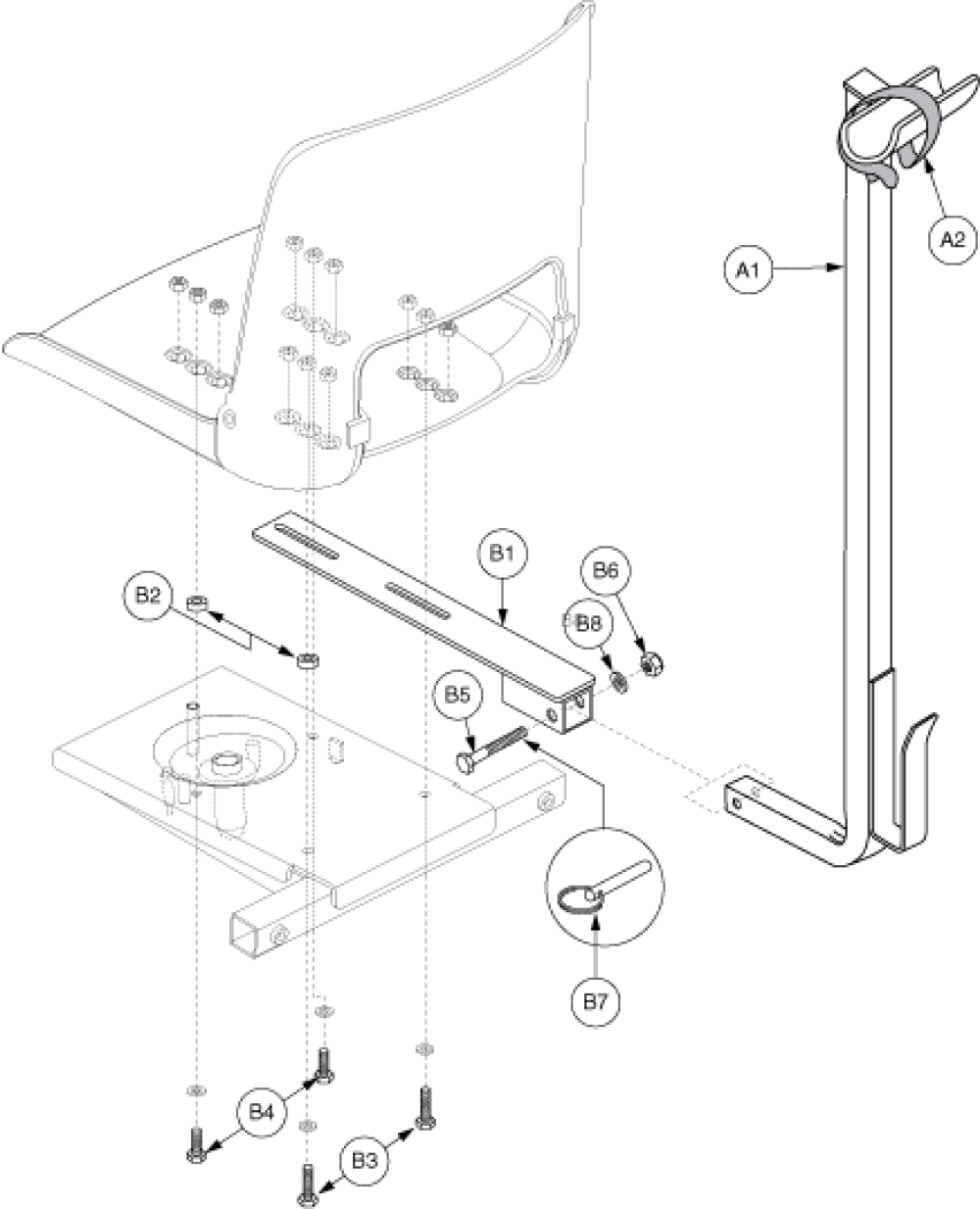 Walker Holder - Molded Plastic Seat parts diagram