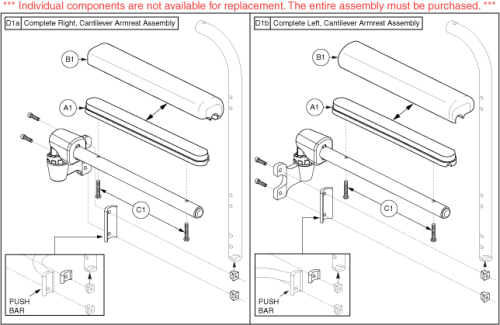 Cantilever Armrests - Synergy, Full Length parts diagram