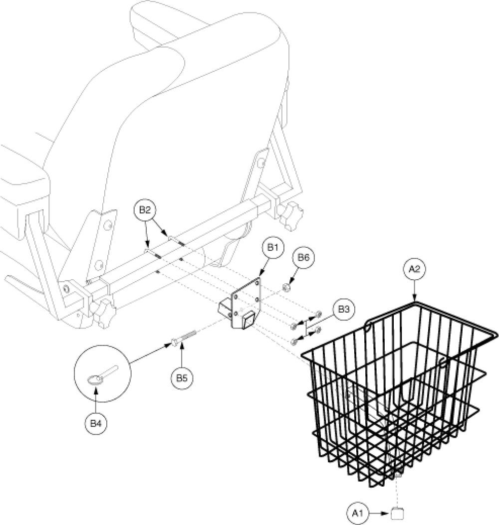 Rear Basket Assembly - Pinchless Hinge, Medium Back parts diagram