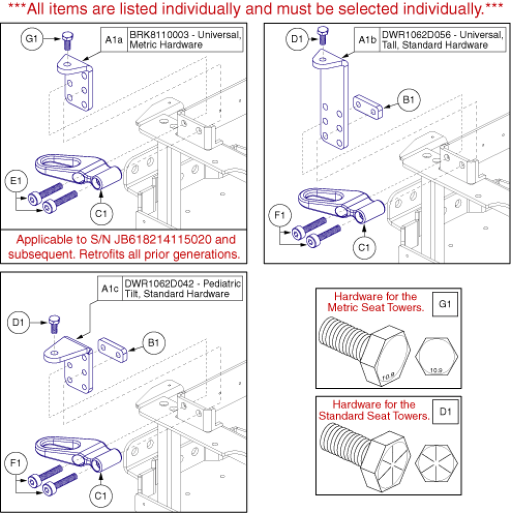 Seat Mount/transit Assy - Universal, Tall & Pediatric parts diagram