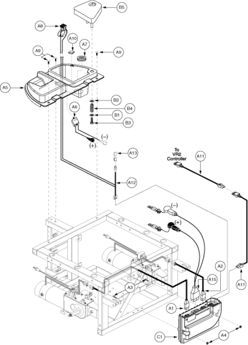 Utility Tray Assembly - Vr2, Tilt Thru Toggle, Off-board parts diagram