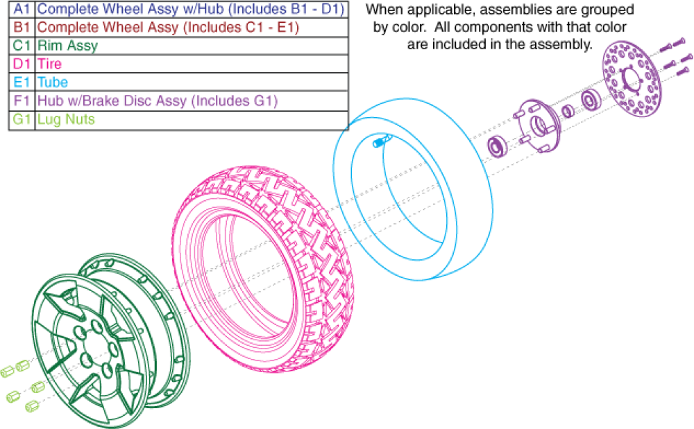 Mv714 Front Wheel Assy Us parts diagram