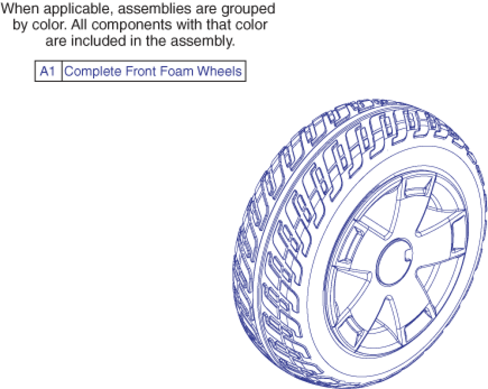 Victory Lx Front Foam Wheels, Us & Ca parts diagram