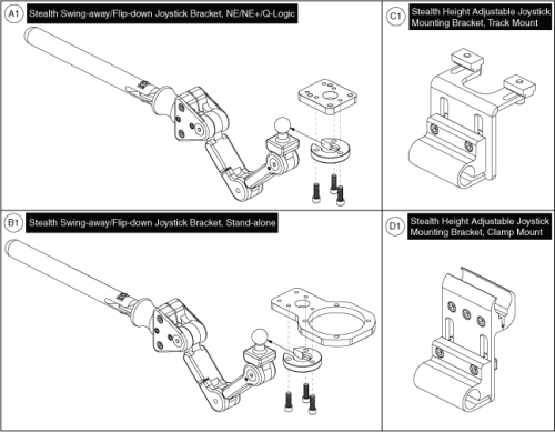 Stealth Swing-away/flip Down Joystick Brackets & Mounts parts diagram