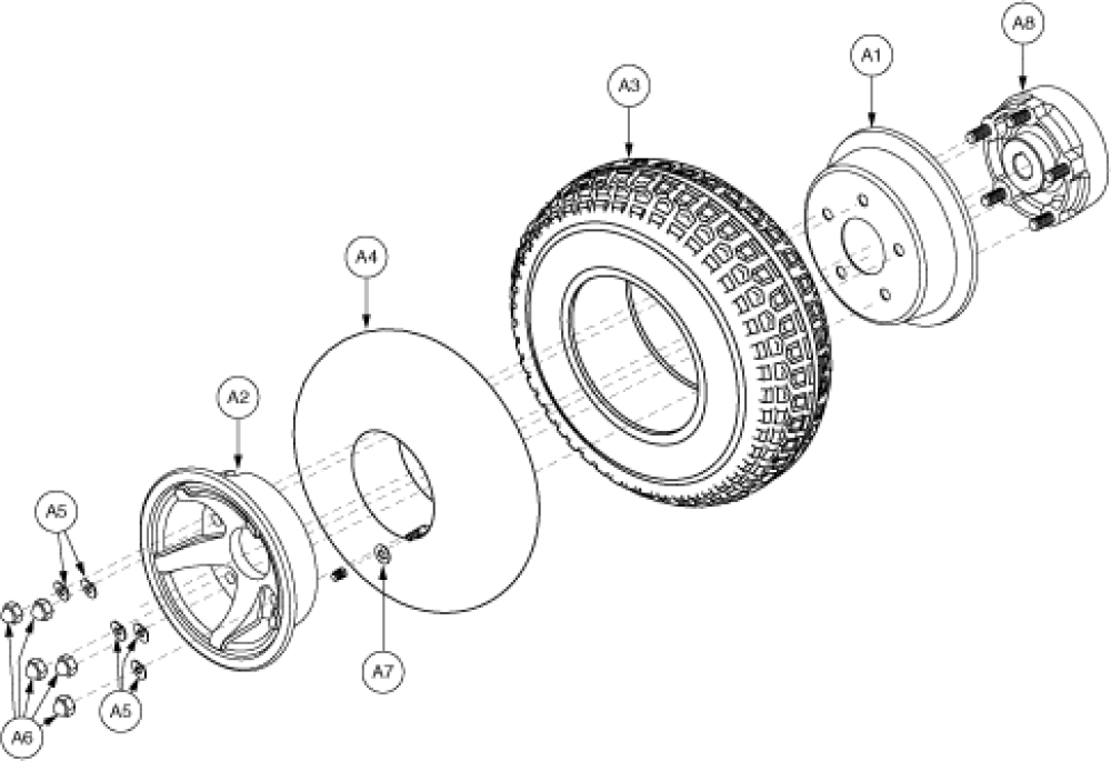 Wheel Assembly - Rear W/brake Hub (pneumatic) parts diagram