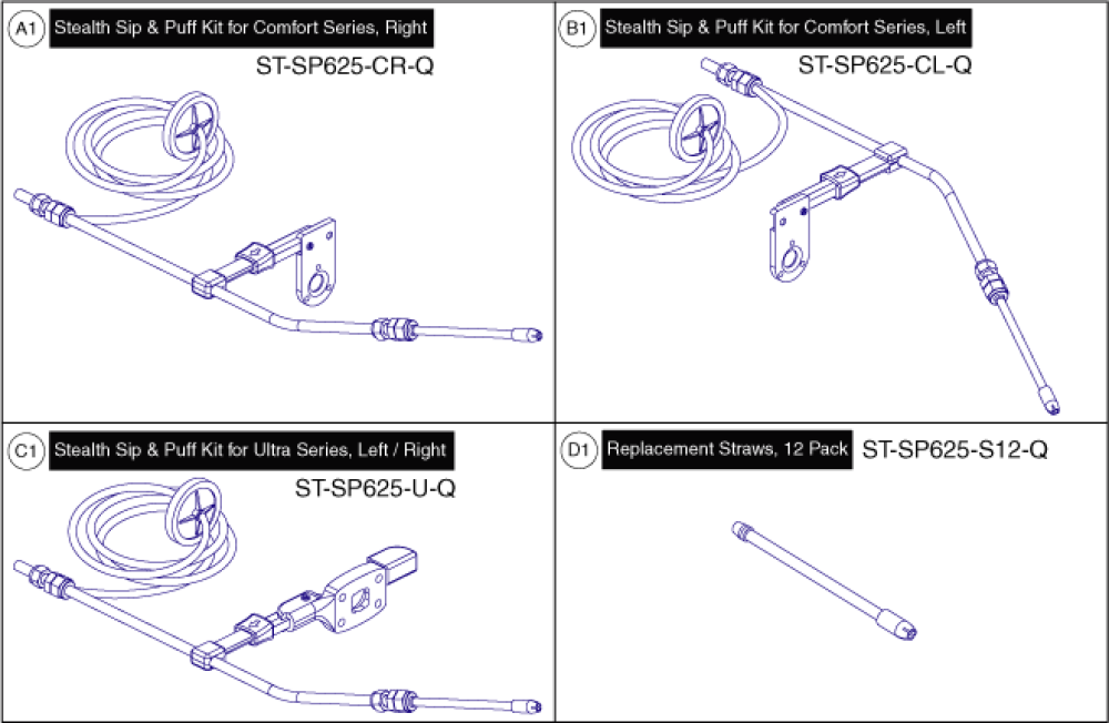 Stealth Sip & Puff Kits parts diagram