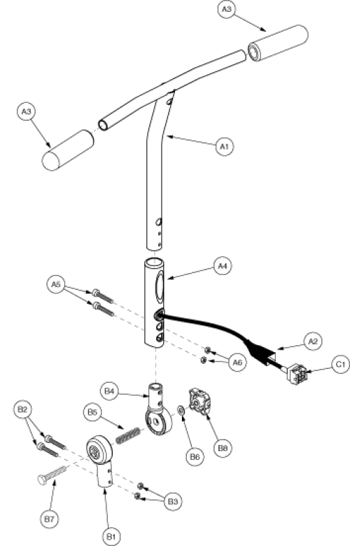 Frame Assembly - Tiller (dart) parts diagram